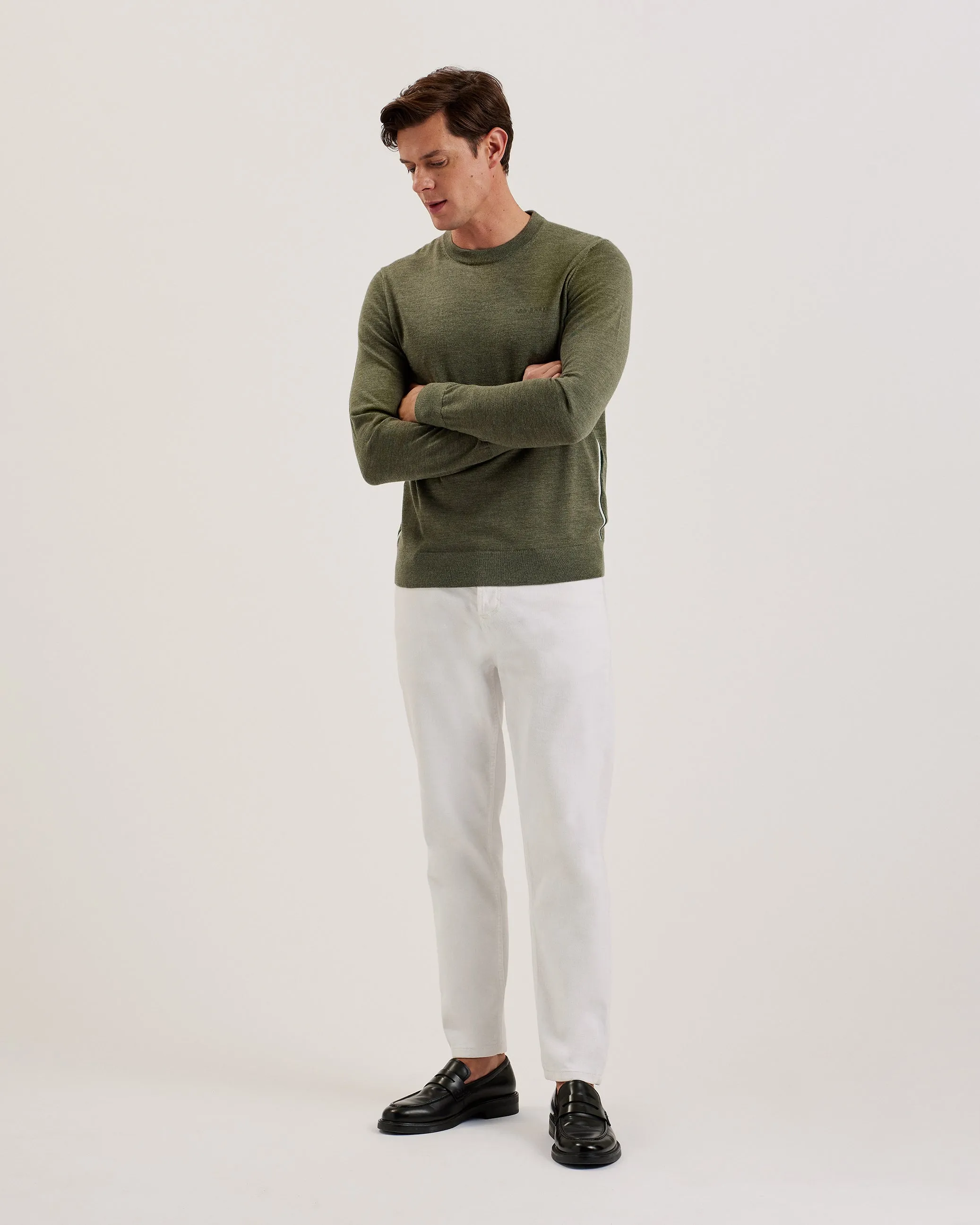 Liblo Merino Branded Crew Neck Khaki