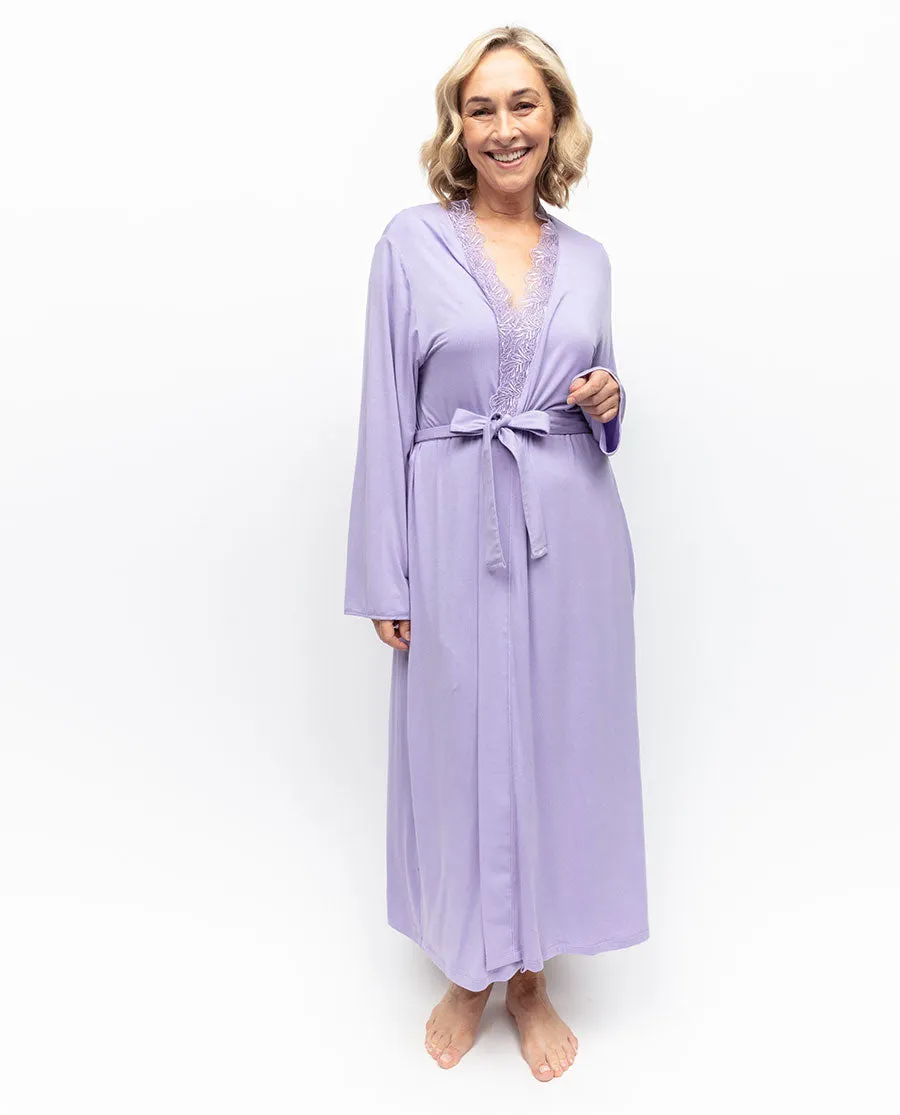 Lorelei Lace Detail Jersey Long Dressing Gown