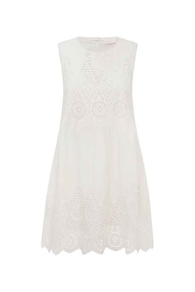 LOUISA MINI DRESS - VINTAGE WHITE