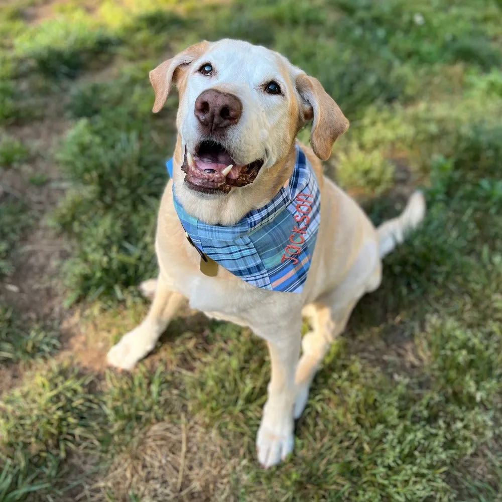 Madras Personalized Dog Bandanas in Nantucket Patchwork