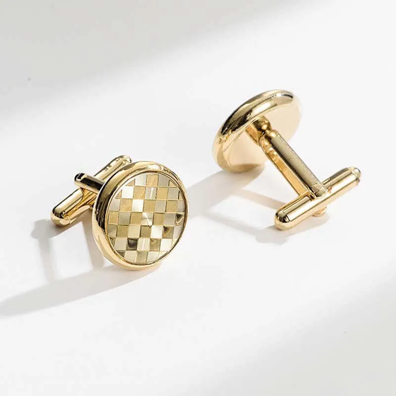 Men's Business Banquet Classic Checkerboard French Swank Cufflinks