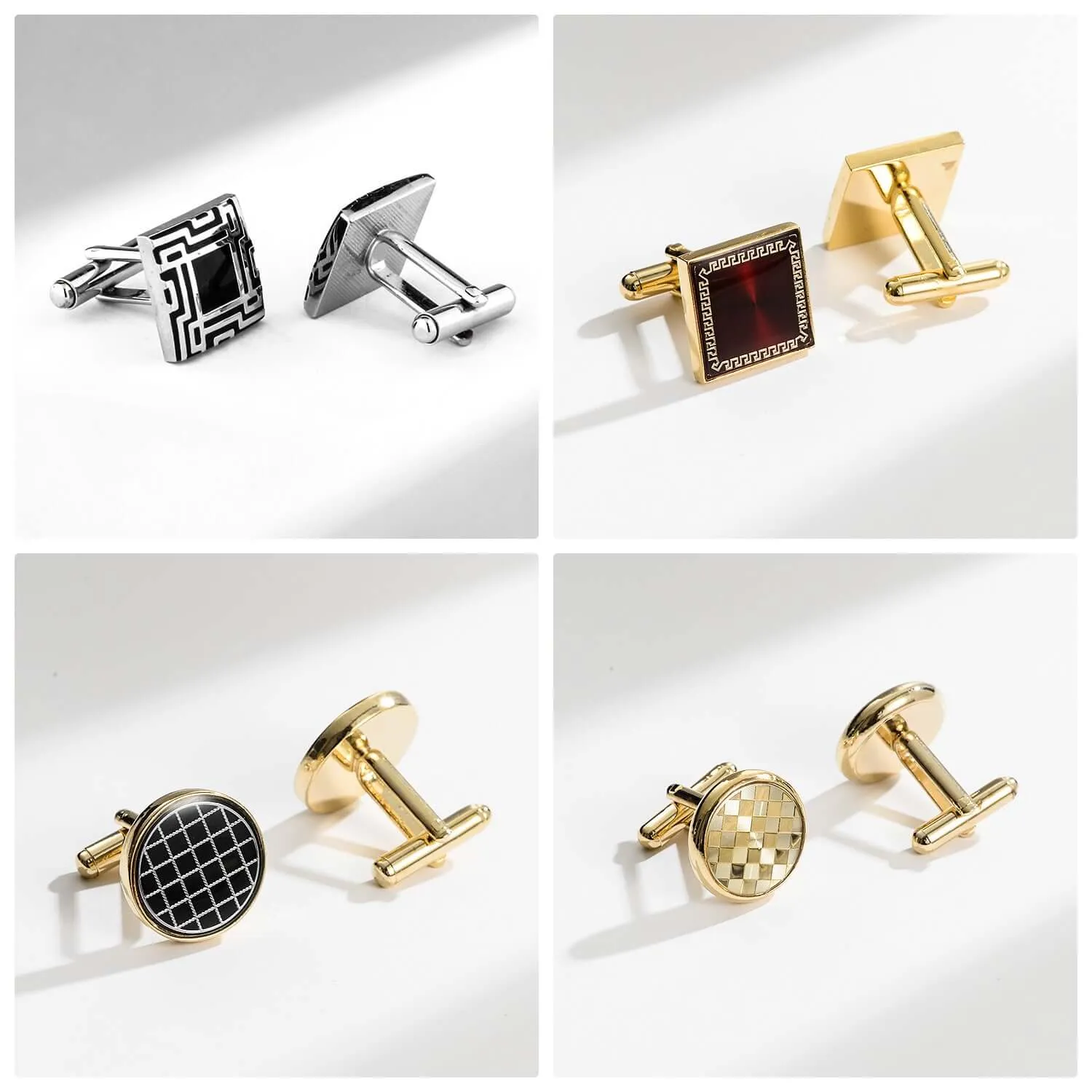 Men's Business Banquet Classic Checkerboard French Swank Cufflinks