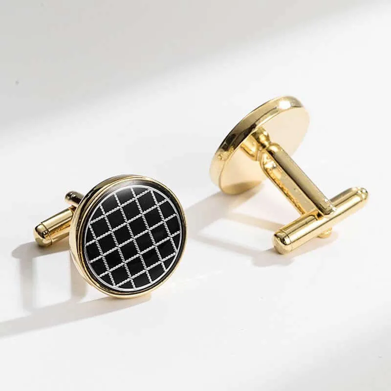 Men's Business Banquet Classic Checkerboard French Swank Cufflinks