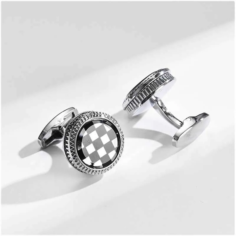 Men's Business Banquet Classic Checkerboard French Swank Cufflinks