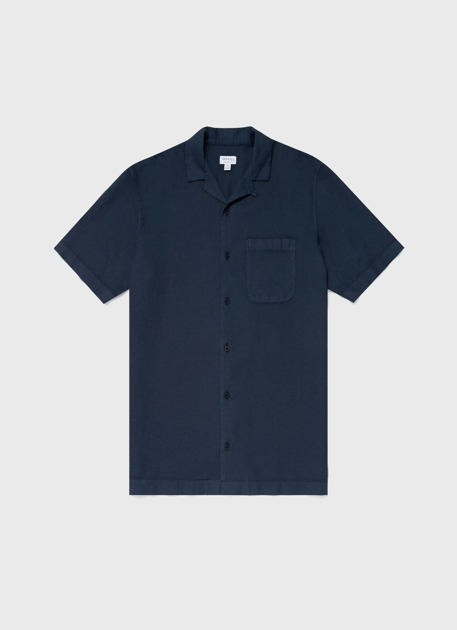 Men's Waffle Camp Collar Shirt in Navy