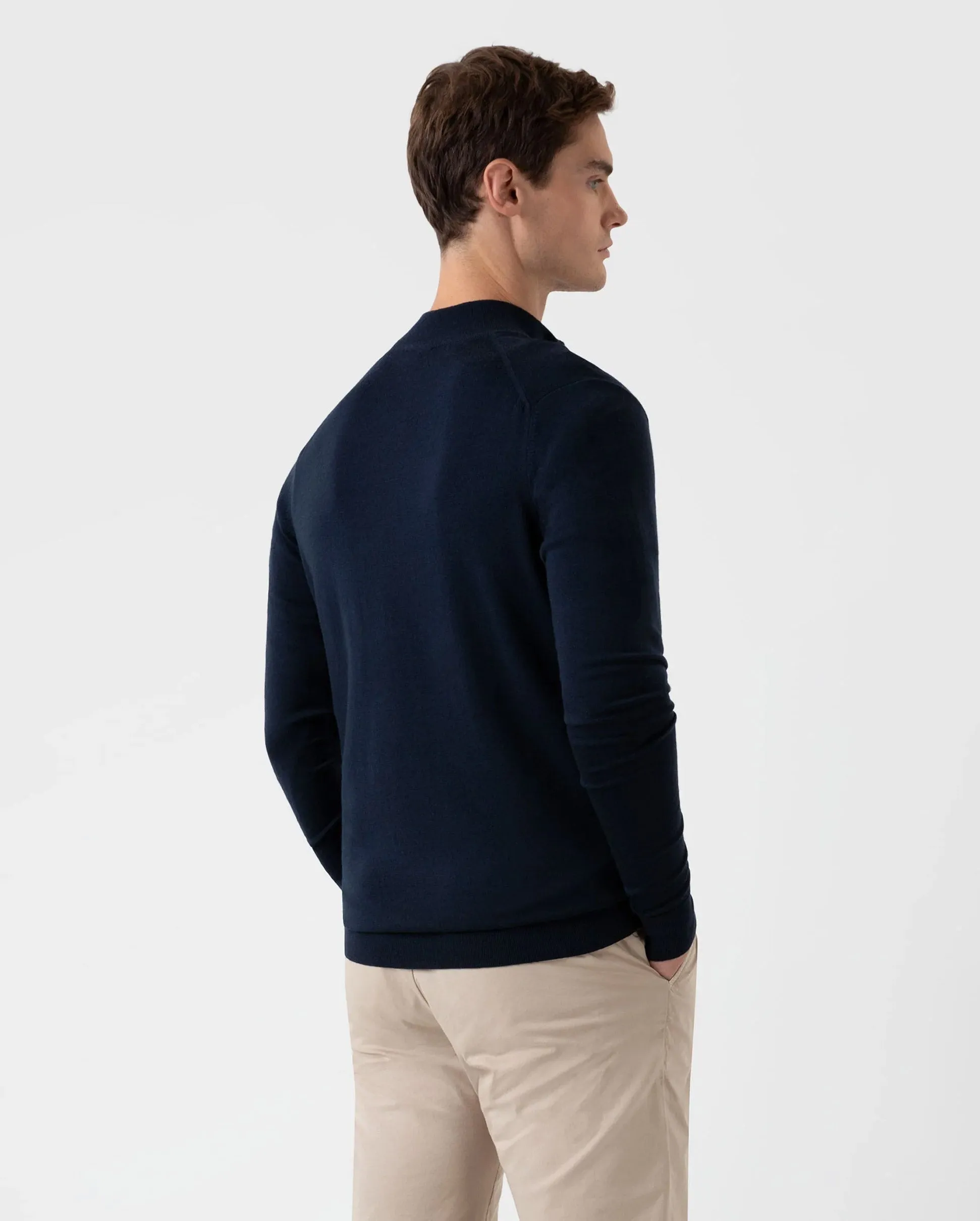 MERINO HALF ZIP / LIGHT NAVY