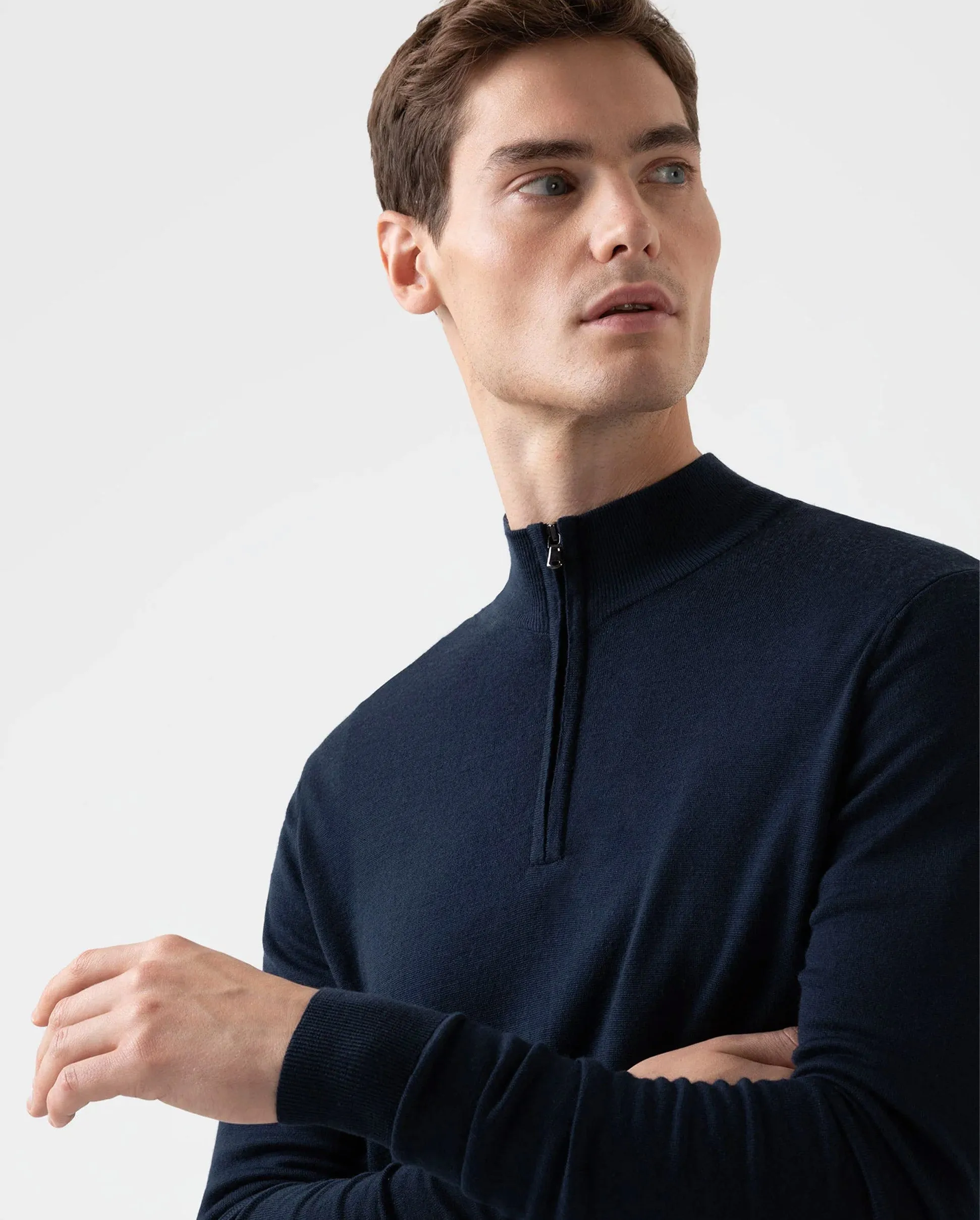 MERINO HALF ZIP / LIGHT NAVY