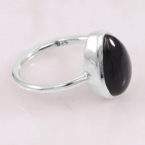 Natural Black Onyx Ring 925 Sterling Silver Ring, Stacking Ring, 925 Silver Solitaire Ring, Black Onyx Ring