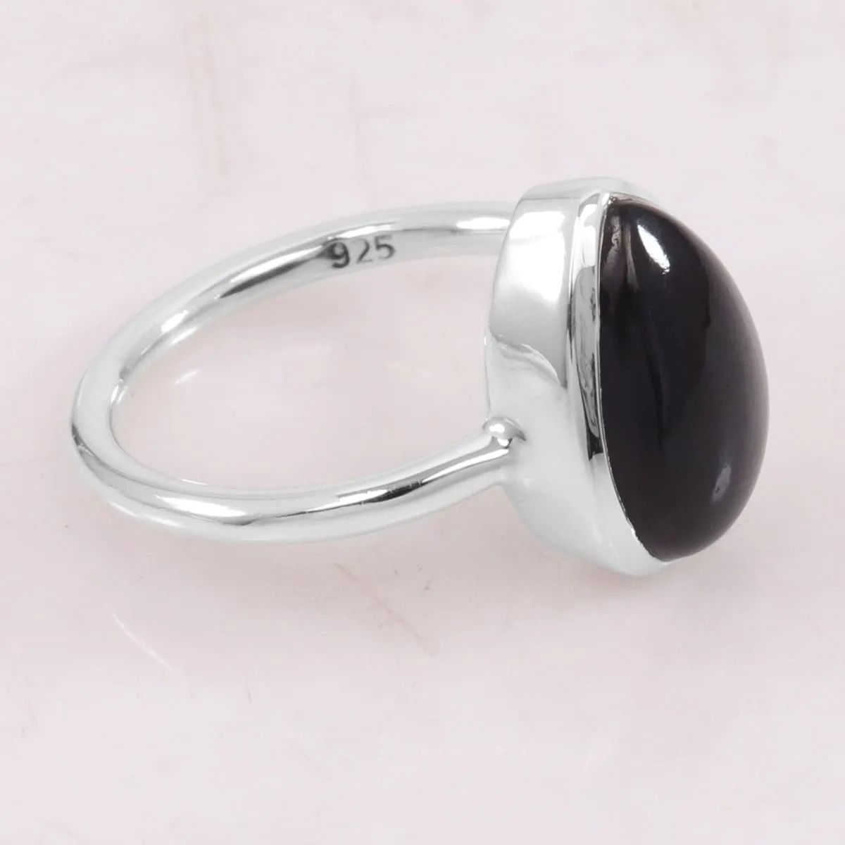 Natural Black Onyx Ring 925 Sterling Silver Ring, Stacking Ring, 925 Silver Solitaire Ring, Black Onyx Ring