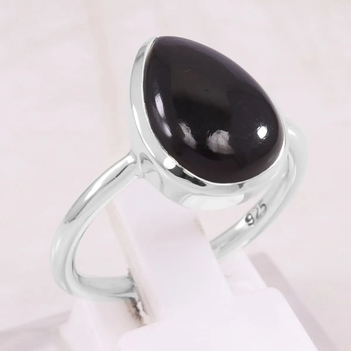 Natural Black Onyx Ring 925 Sterling Silver Ring, Stacking Ring, 925 Silver Solitaire Ring, Black Onyx Ring