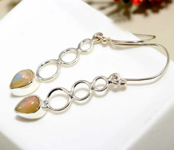 Natural Ethiopian Opal 925 Sterling Silver Handmade Earrings For Women