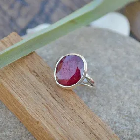 Natural Red Ruby Gemstone Ring -925 Sterling Silver July Birthstone Ring, Ruby Jewelry, Nickel Free