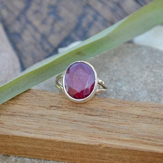 Natural Red Ruby Gemstone Ring -925 Sterling Silver July Birthstone Ring, Ruby Jewelry, Nickel Free