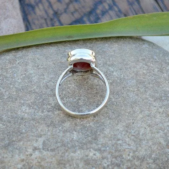 Natural Red Ruby Gemstone Ring -925 Sterling Silver July Birthstone Ring, Ruby Jewelry, Nickel Free