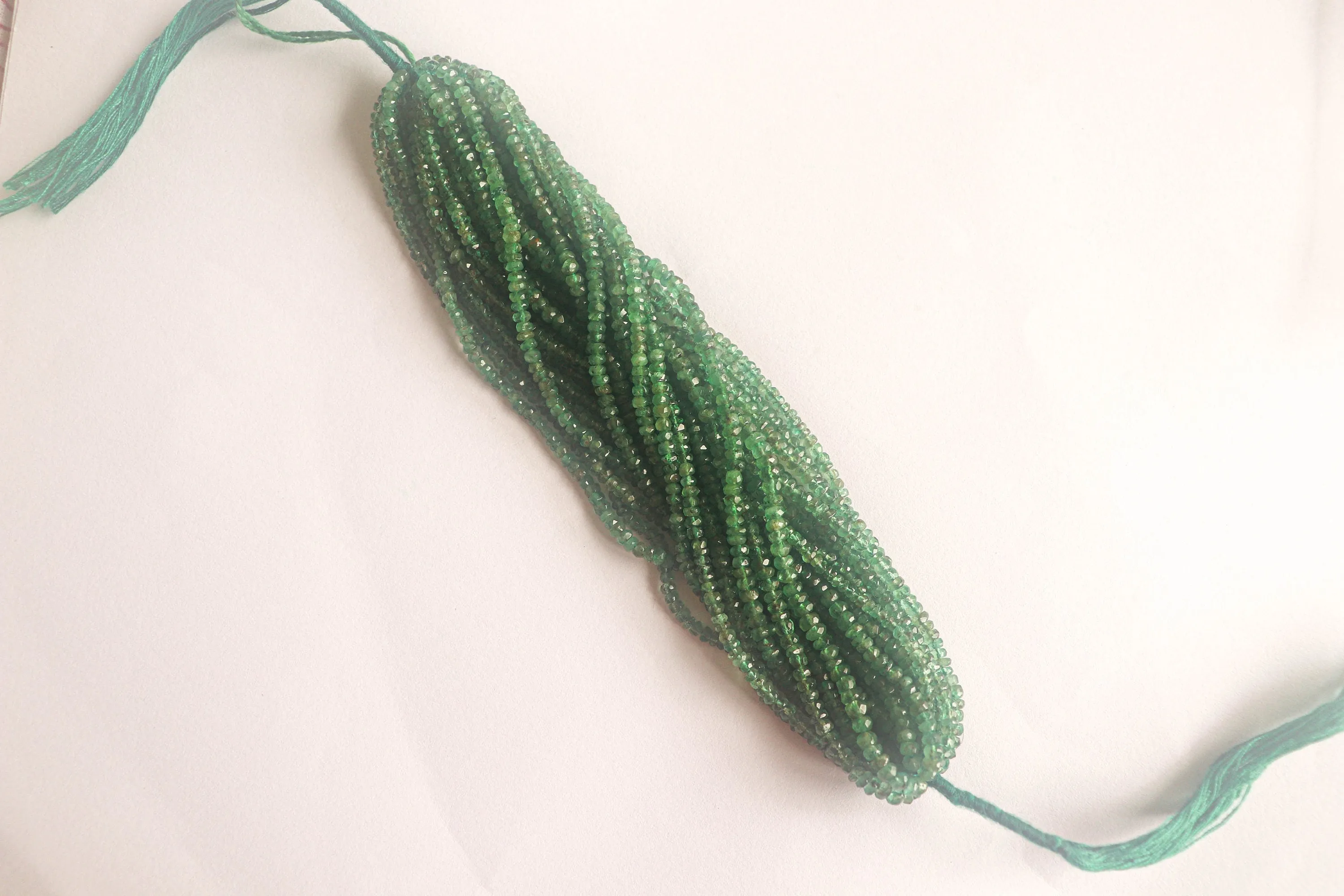 Natural Zambian Emerald Gemstone Faceted Rondelle Beads