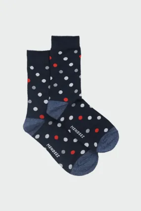 Navy Polka Crew Socks