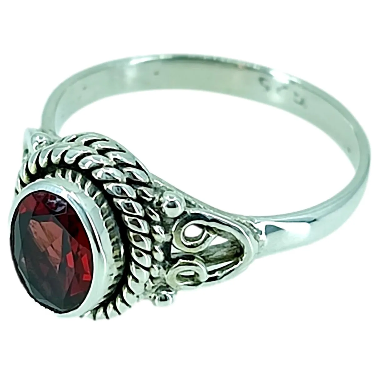 Navya Craft Garnet Silver Ring 925 Solid Sterling Silver Handmade Jewelry Size 3 - 13 US