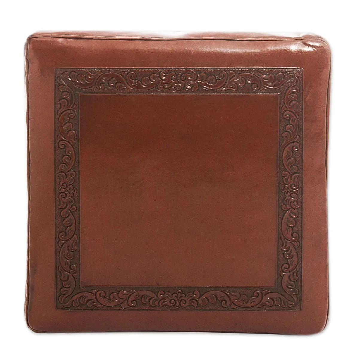 Novica Century Leather And Wood Ottoman