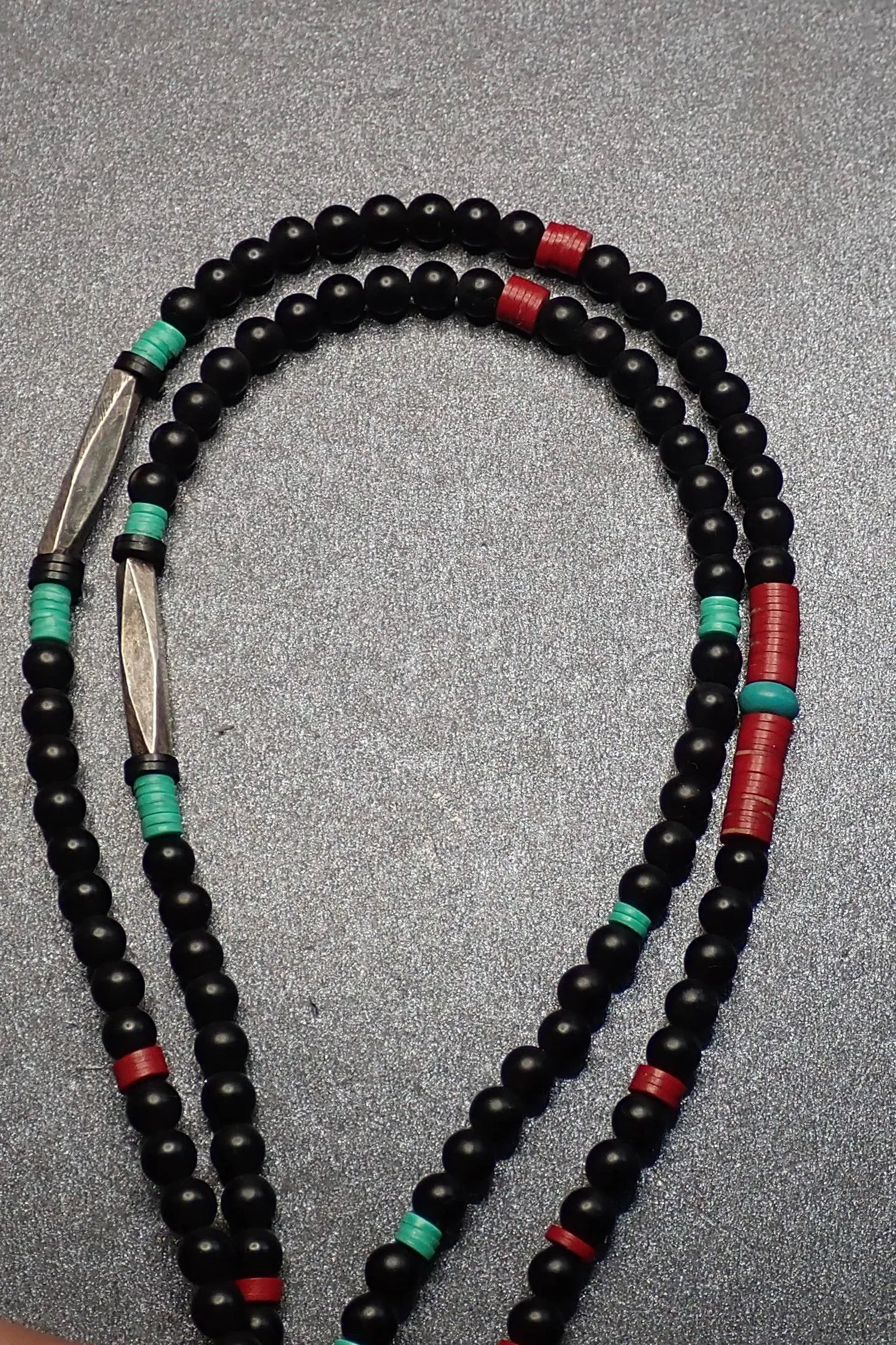 ONYX & SILVER BEADS NECKLACE - ONLY ONE MADE