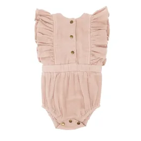 Organic Muslin Ruffle Bodysuit - Rosewater