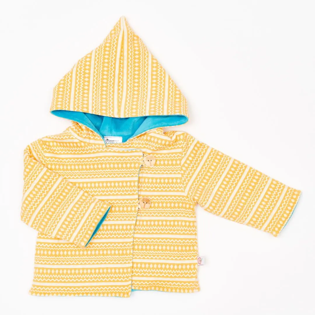 Organic reversible jacket "Rhapsody | Nicki Pagoda Blue" - 98% organic cotton, 2% elastane