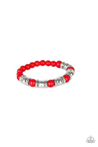 Paparazzi Across The Mesa Red Stretchy Bracelet