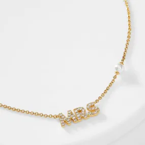 PEARL AND PAVE CZ MRS NECKLACE