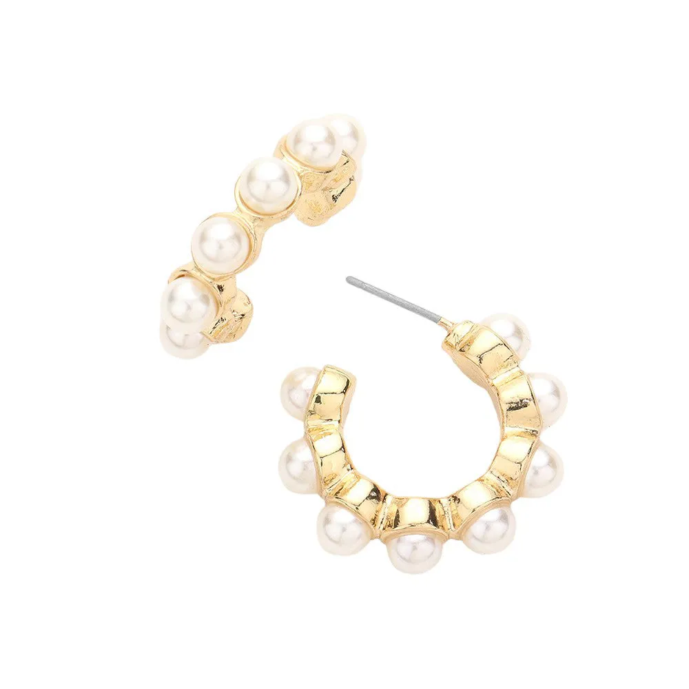 Pearl Embellished Hoop Earrings