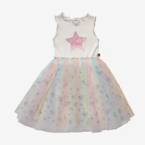 Petite Hailey Bella Tutu Dress - White Flower Pink