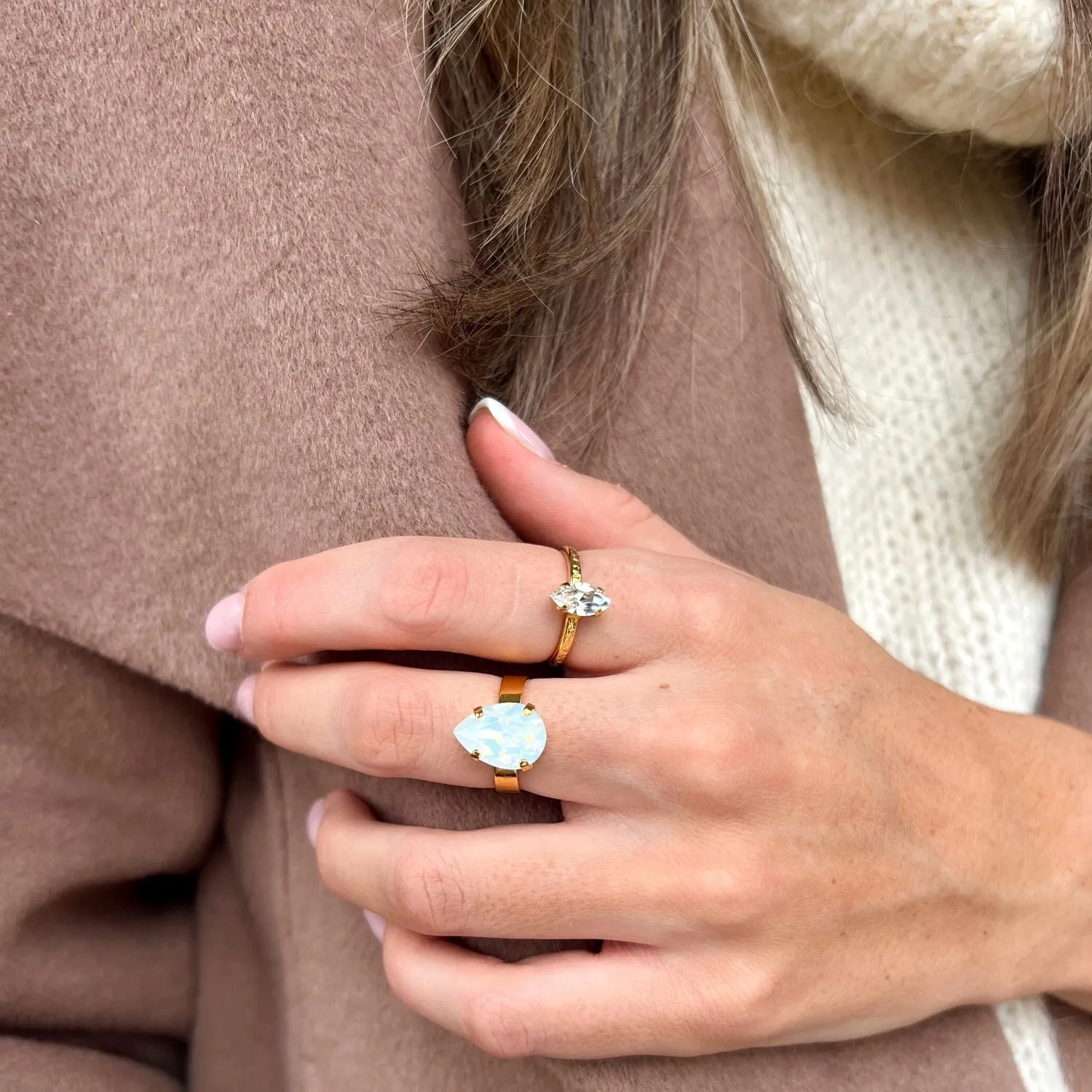 Petite Navette Ring / Crystal