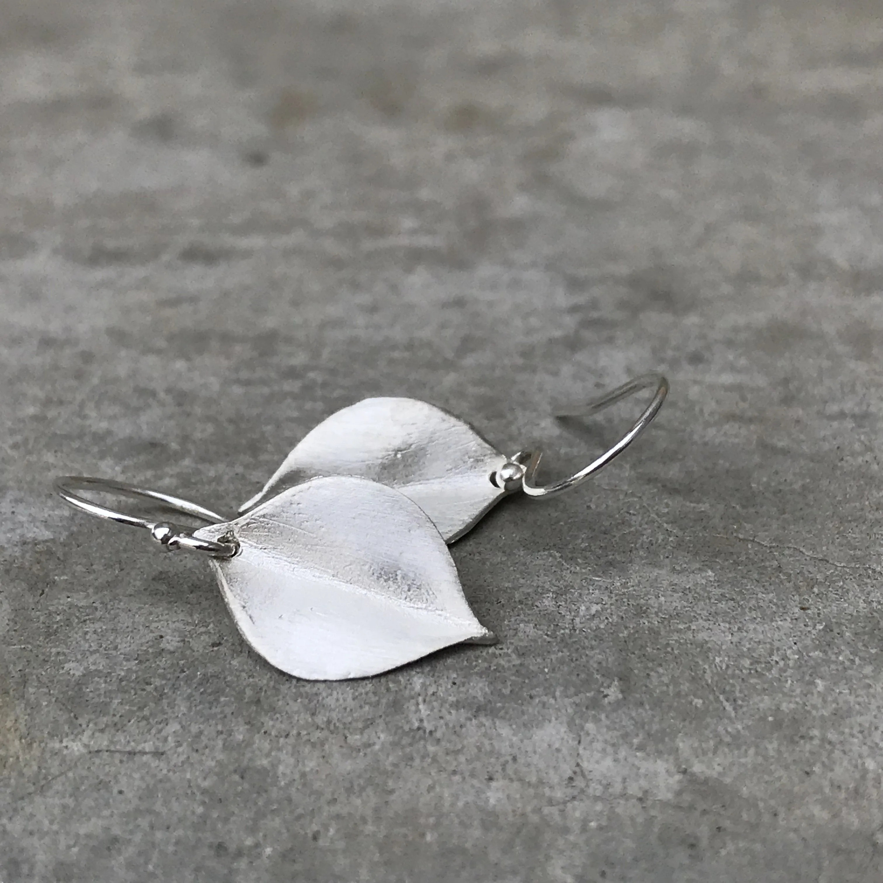 Petite Whisper White Gold Leaf Earrings