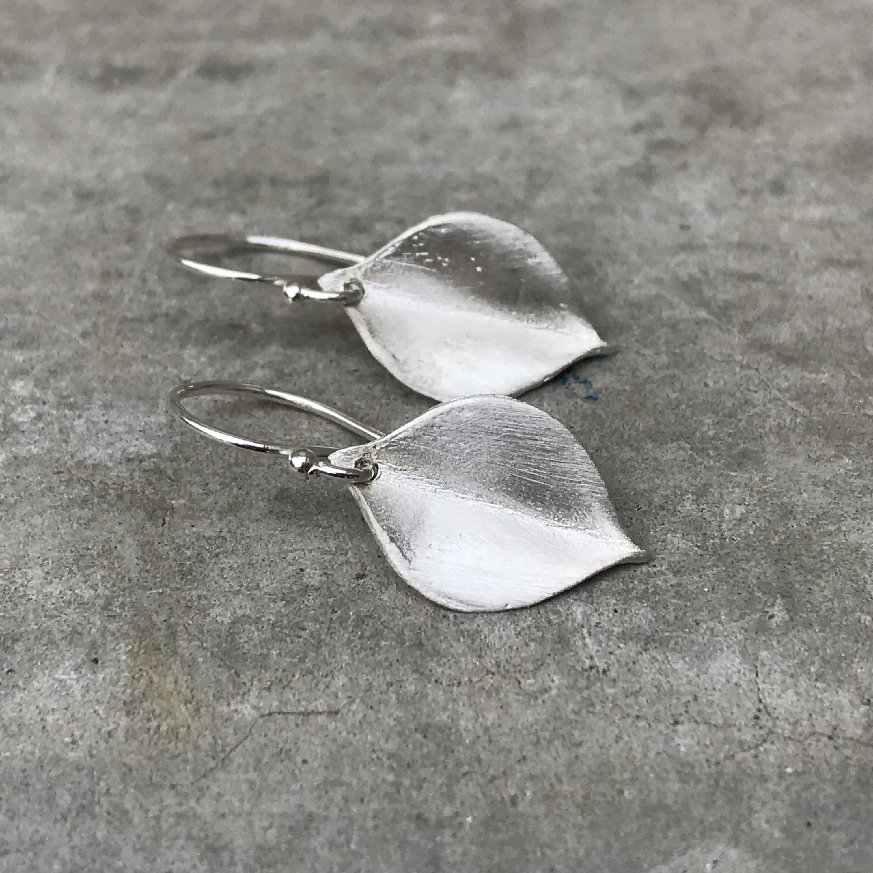 Petite Whisper White Gold Leaf Earrings