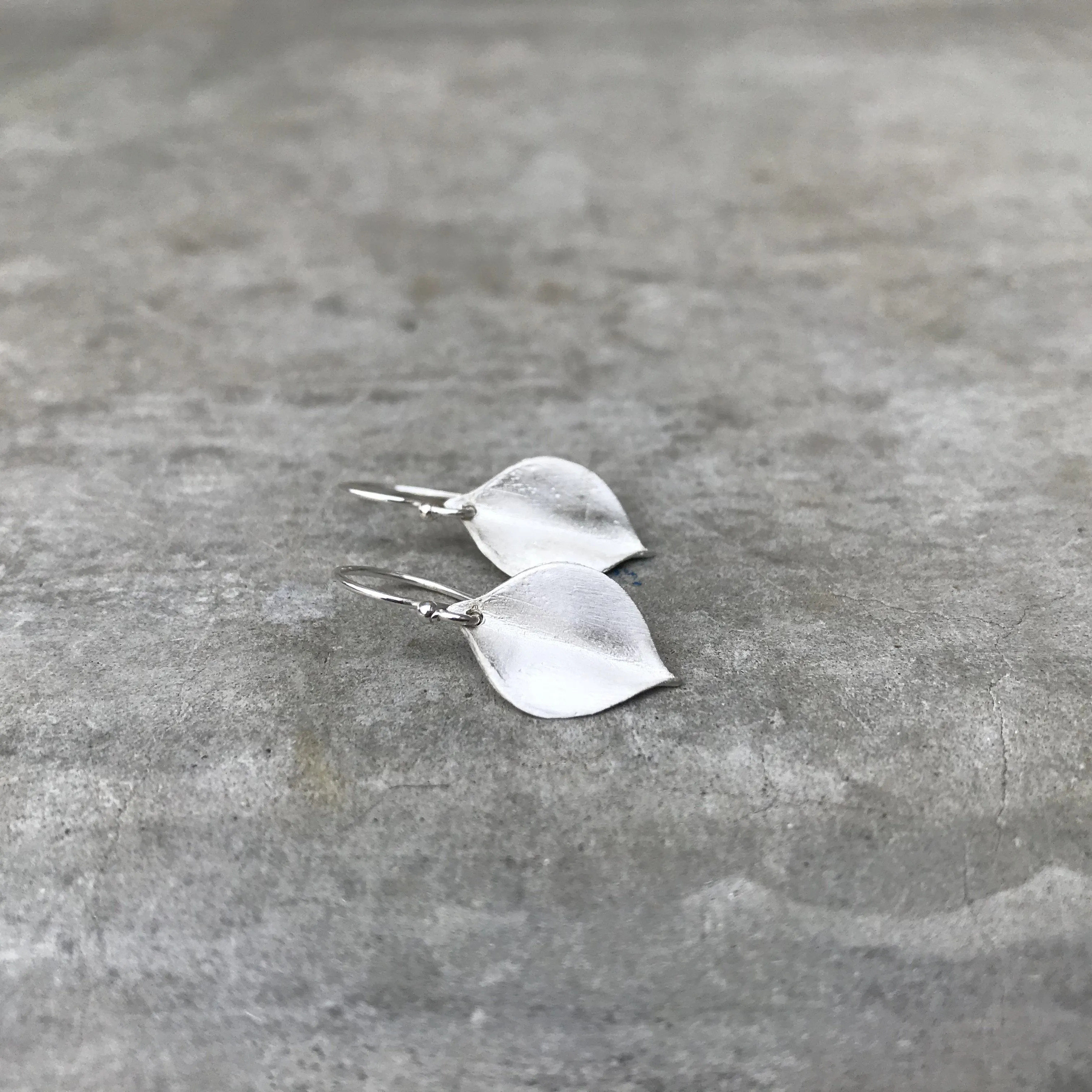 Petite Whisper White Gold Leaf Earrings