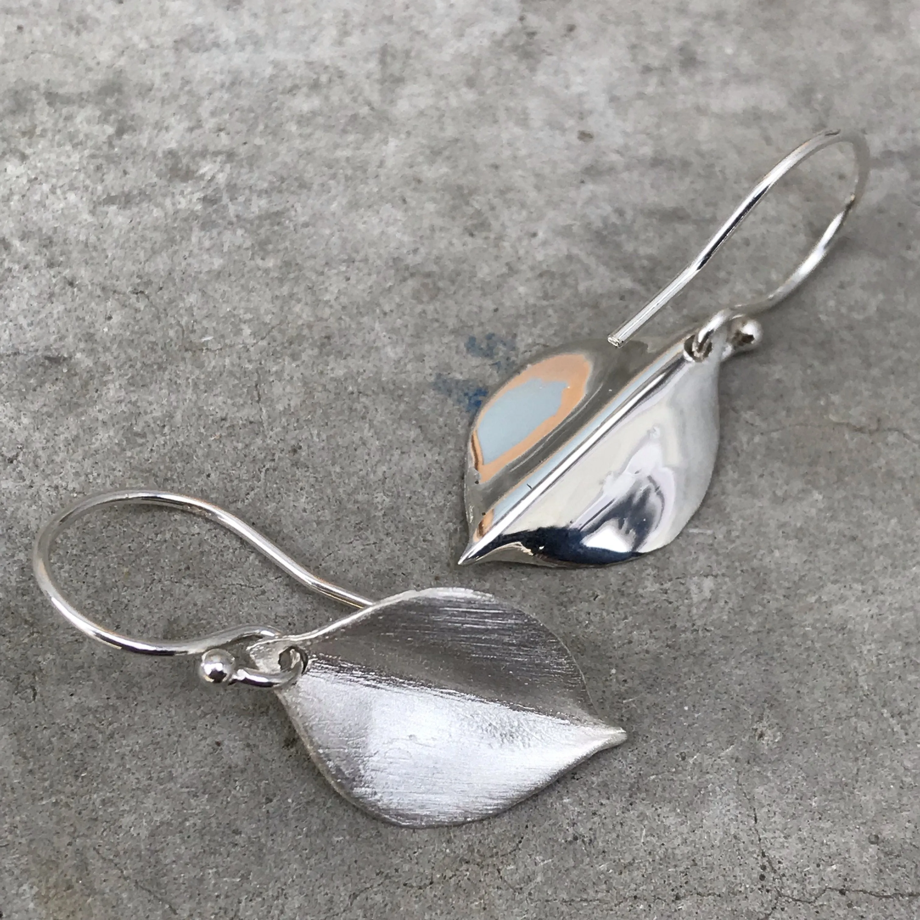 Petite Whisper White Gold Leaf Earrings