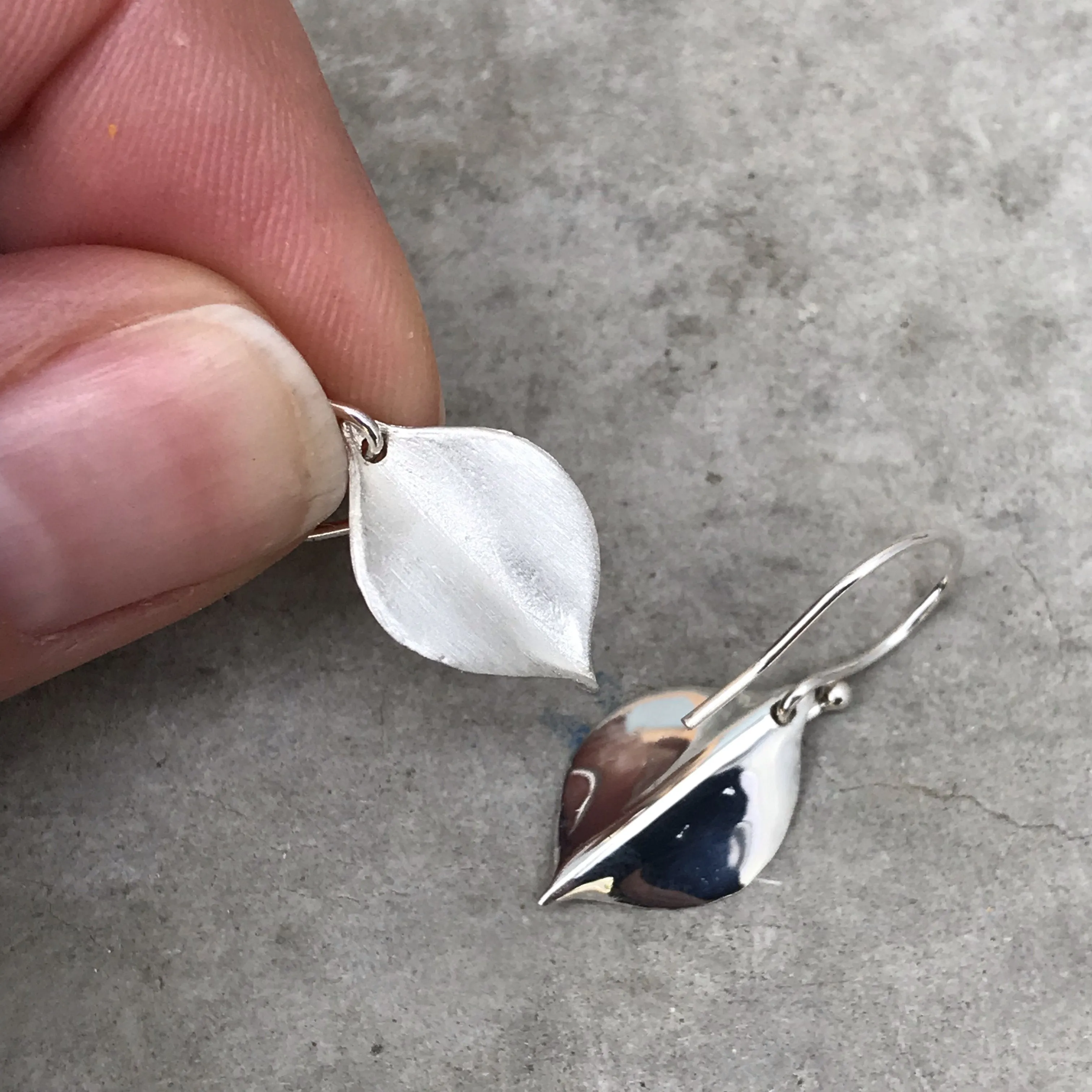 Petite Whisper White Gold Leaf Earrings