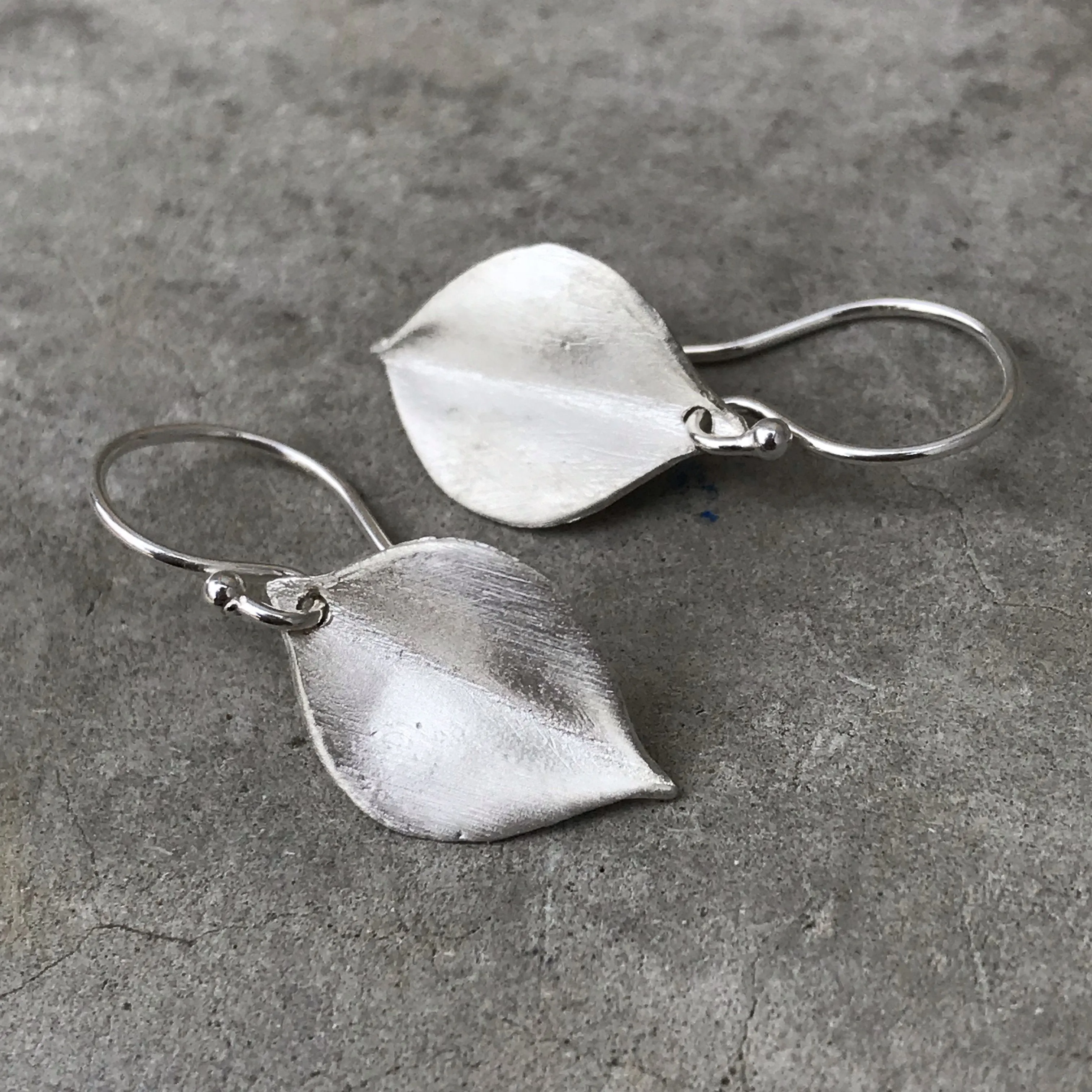 Petite Whisper White Gold Leaf Earrings