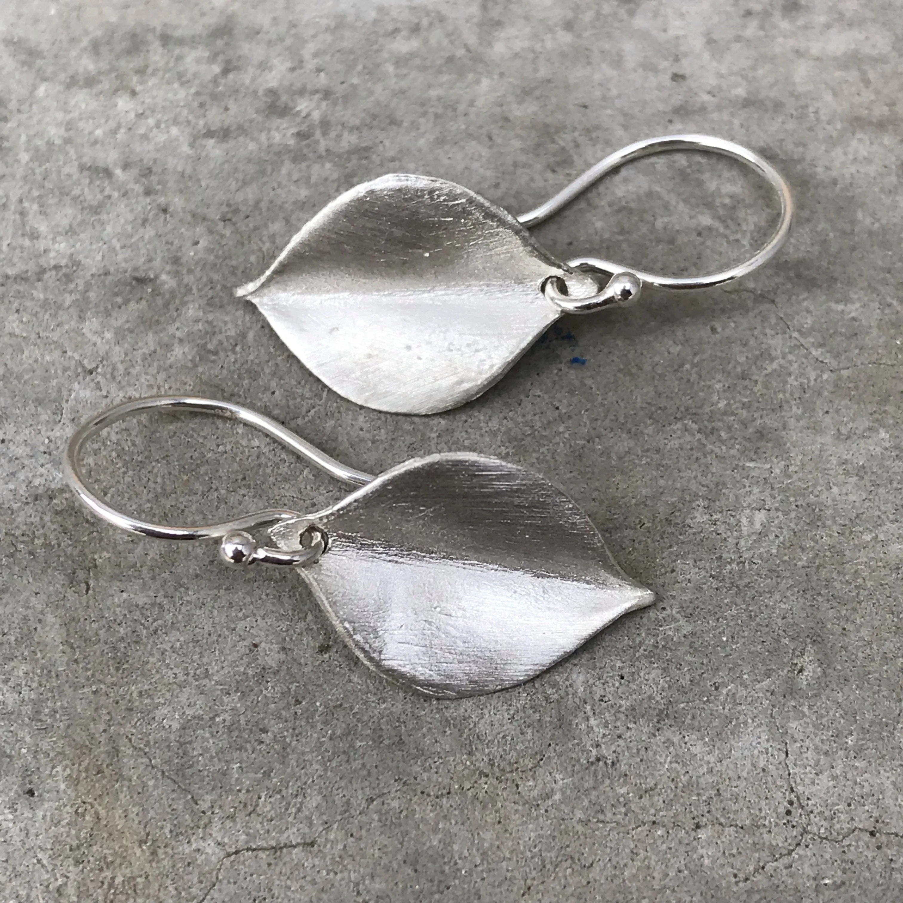 Petite Whisper White Gold Leaf Earrings