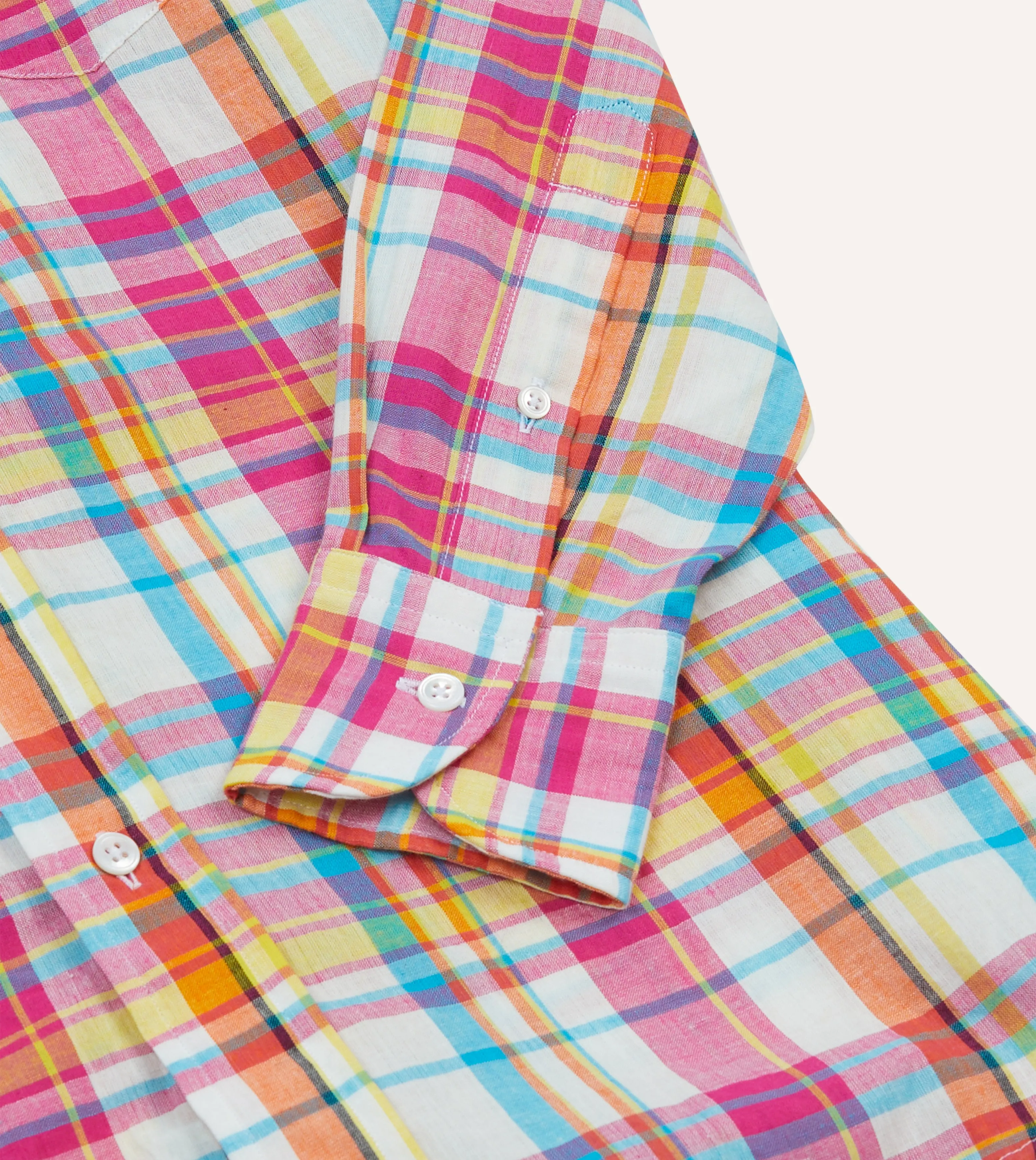 Pink Madras Check Cotton Button-Down Shirt