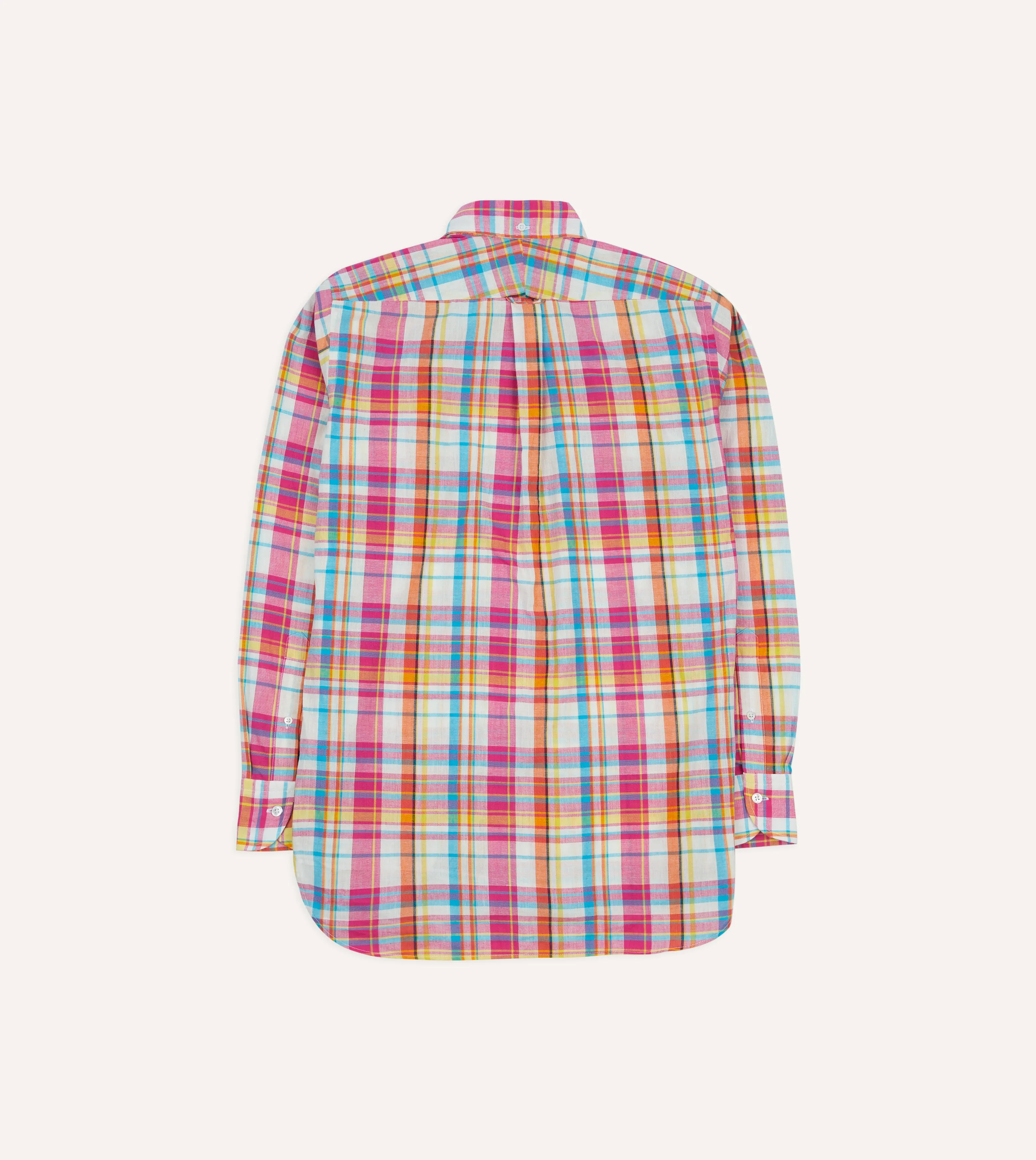 Pink Madras Check Cotton Button-Down Shirt