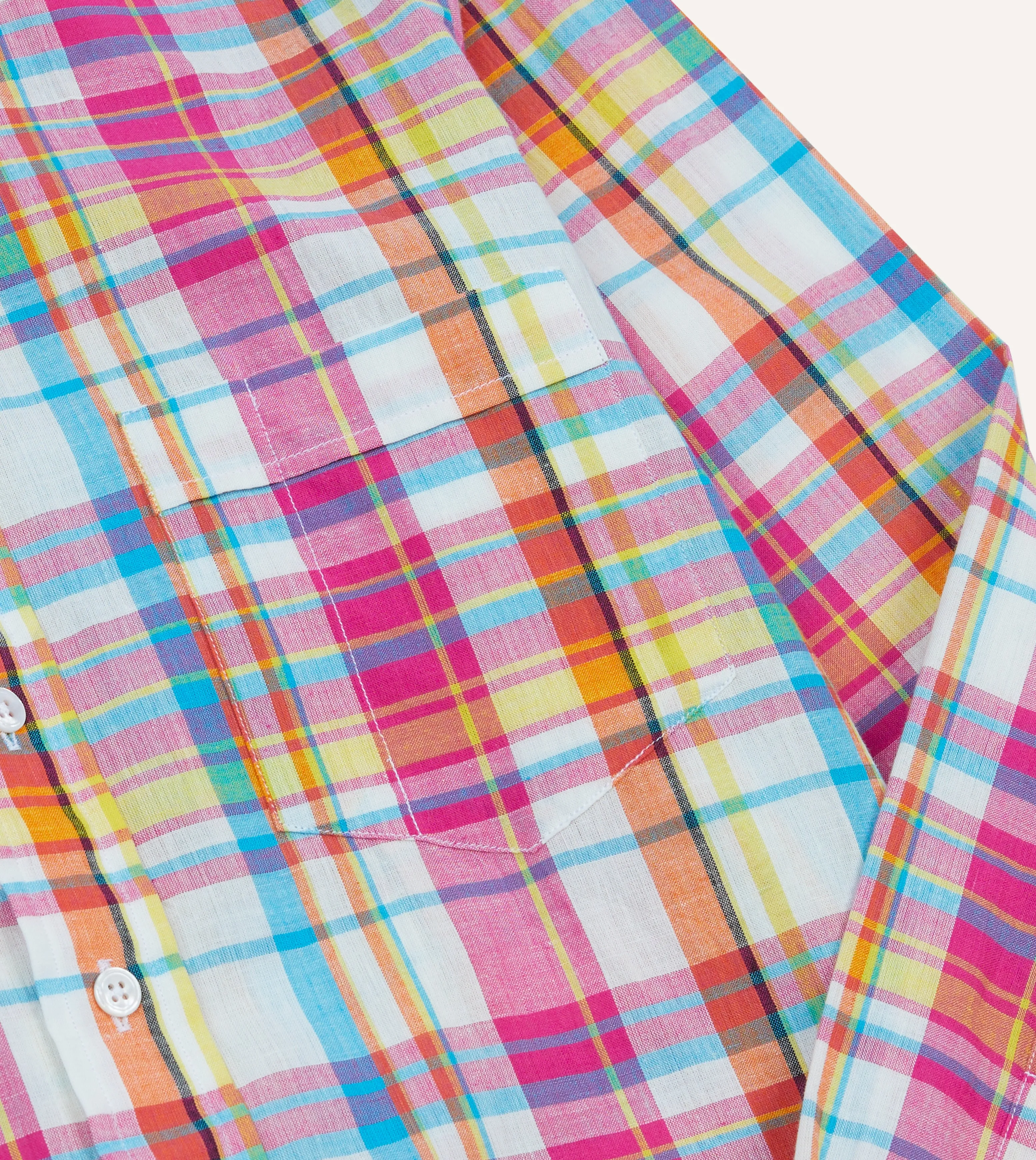 Pink Madras Check Cotton Button-Down Shirt