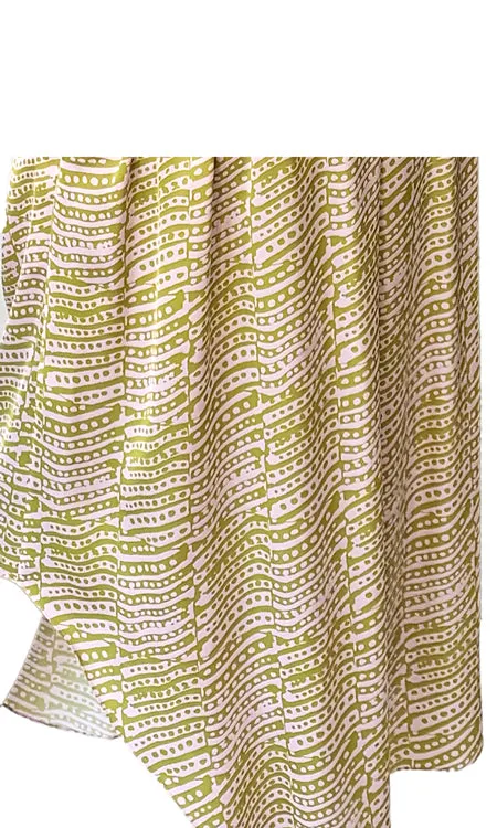 POLLY TOP SILK CHARTREUSE AND PINK | DOTTY PRINT