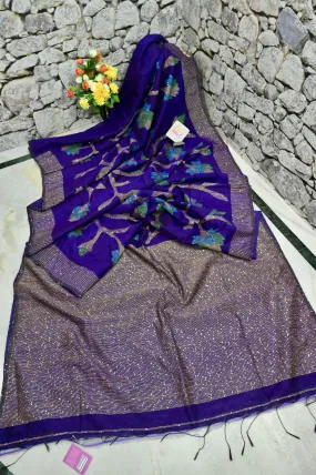 Purple Color Matka Handloom Saree with Sequin Weaving