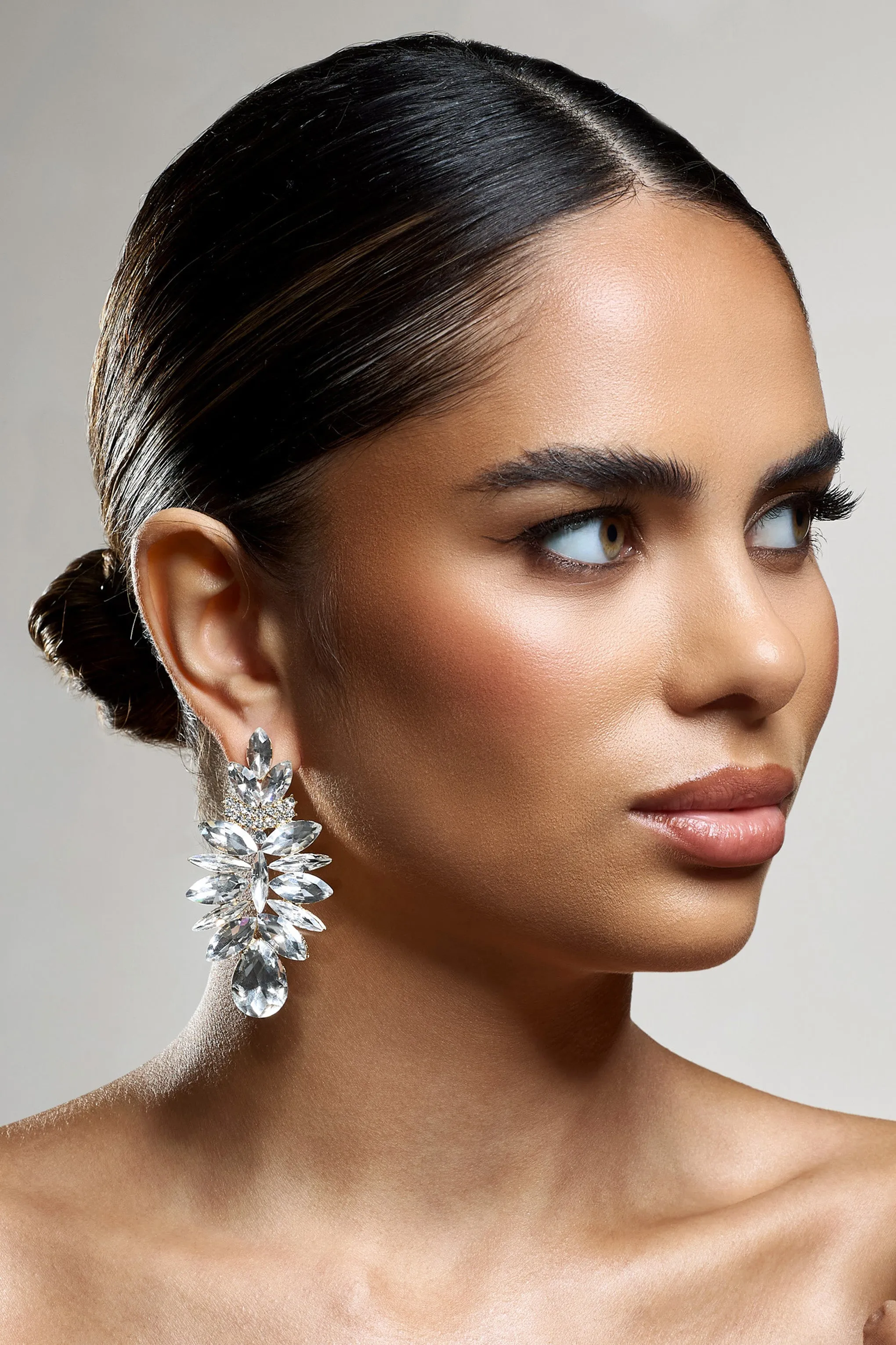 Refractive | Gold Diamante Statement Earrings