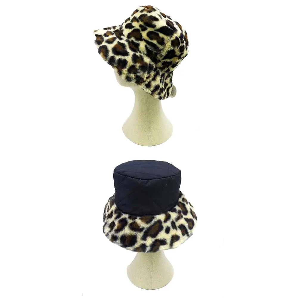 Reversible Leopard Patterned Soft Faux Fur Bucket Hat