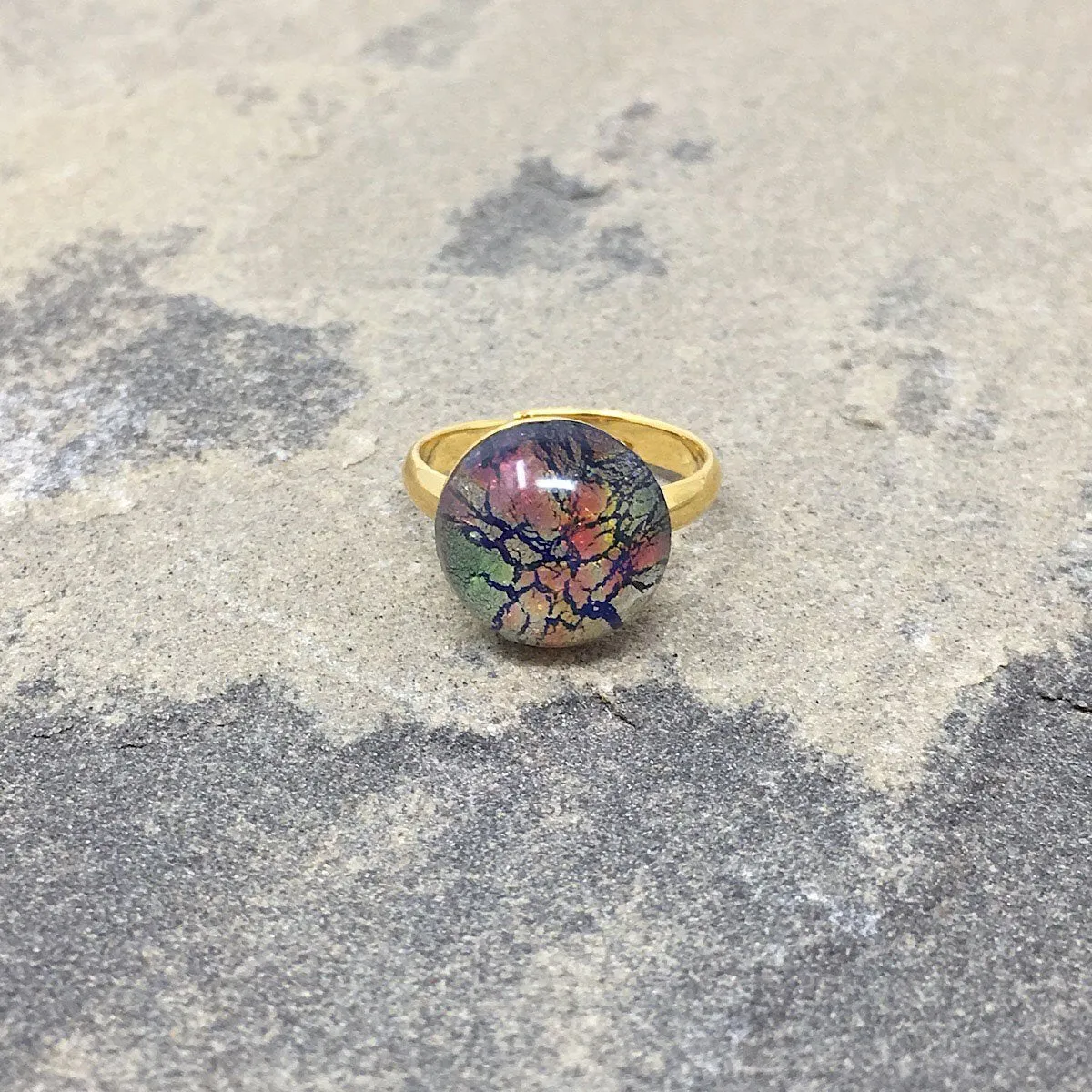 ROLAND gold and fire opal ring