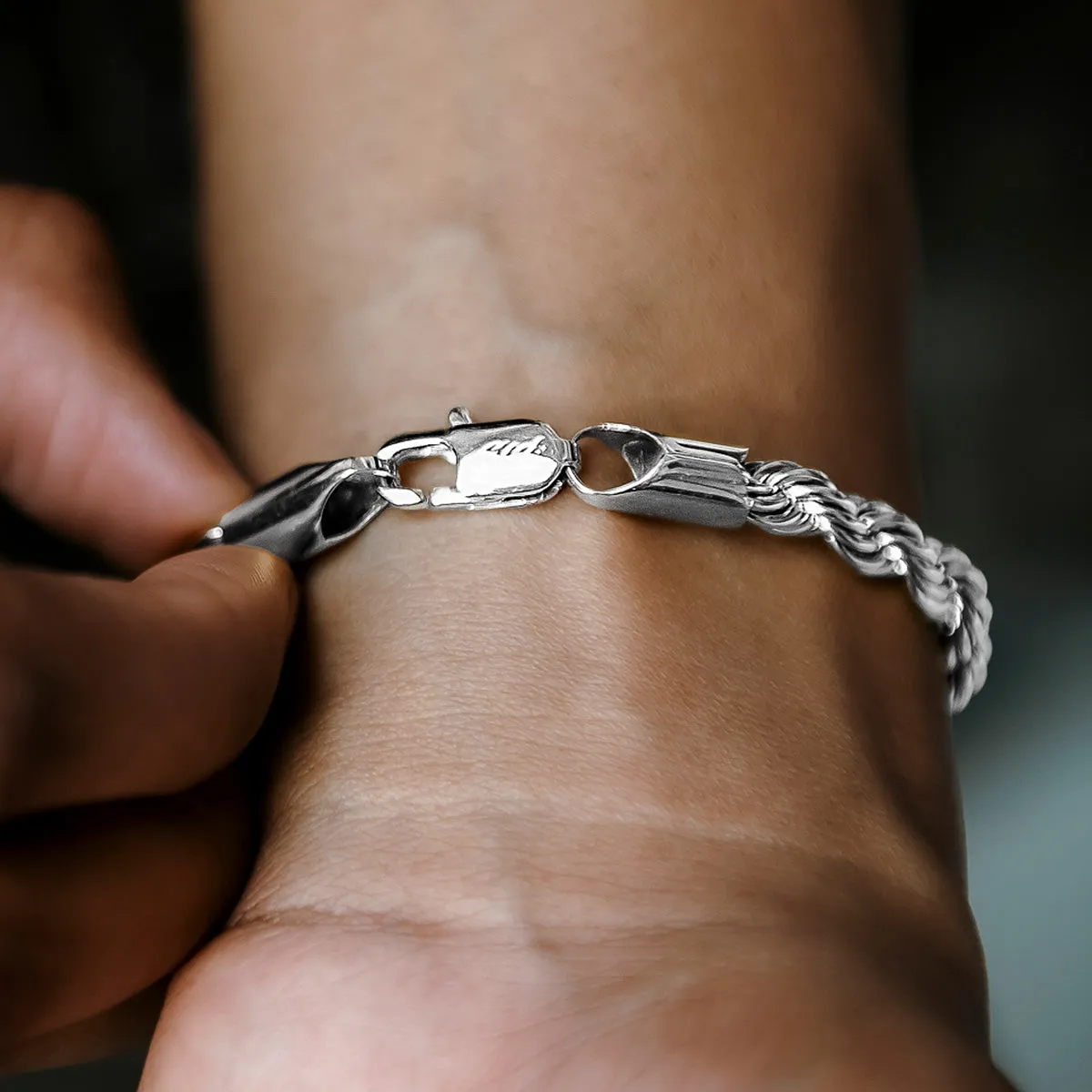 Rope Bracelet in White Gold- 6mm