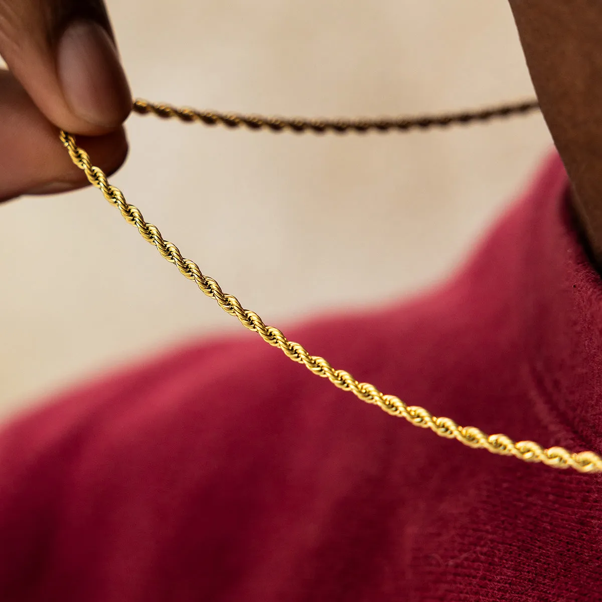 Rope Chain in Yellow Gold - 2mm