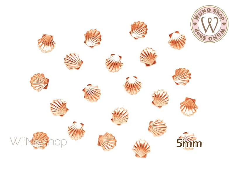 Rose Gold Seashell Metal Studs - 10 pcs (3/5mm)