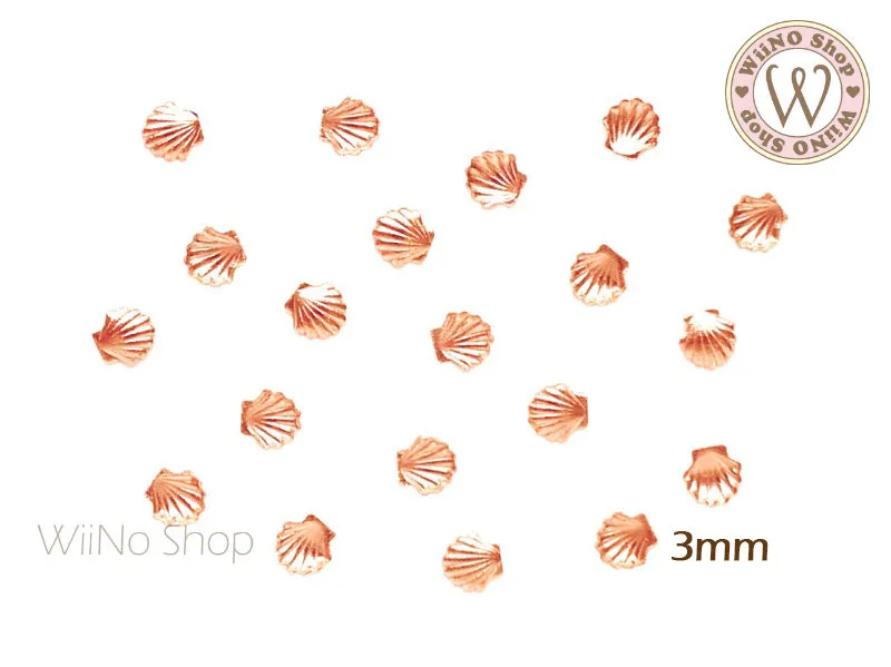 Rose Gold Seashell Metal Studs - 10 pcs (3/5mm)