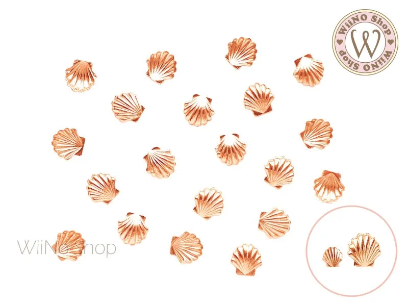 Rose Gold Seashell Metal Studs - 10 pcs (3/5mm)